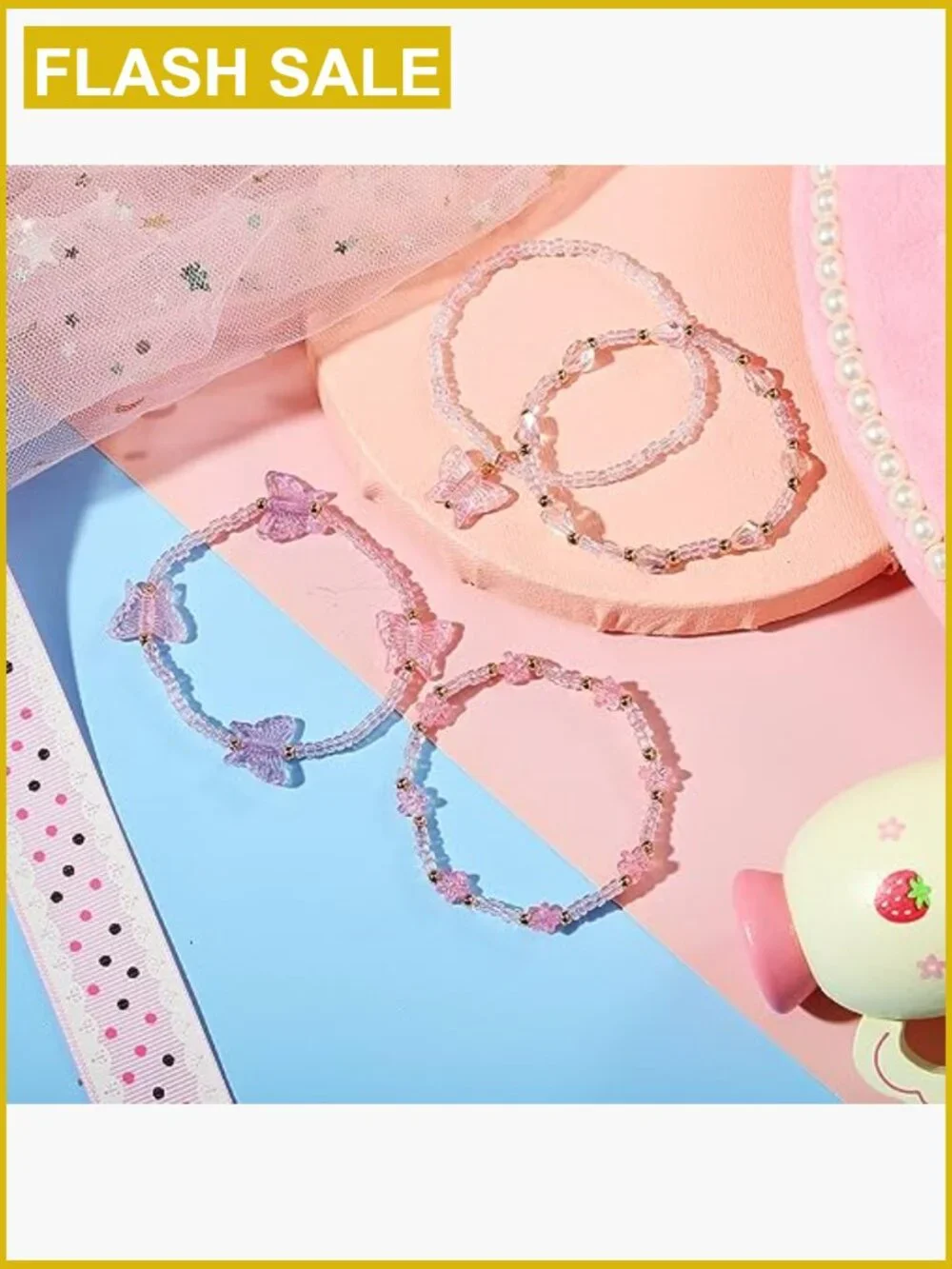 3pc Kids Jewelry Set Choker Necklace Bracelet Flower Gift
